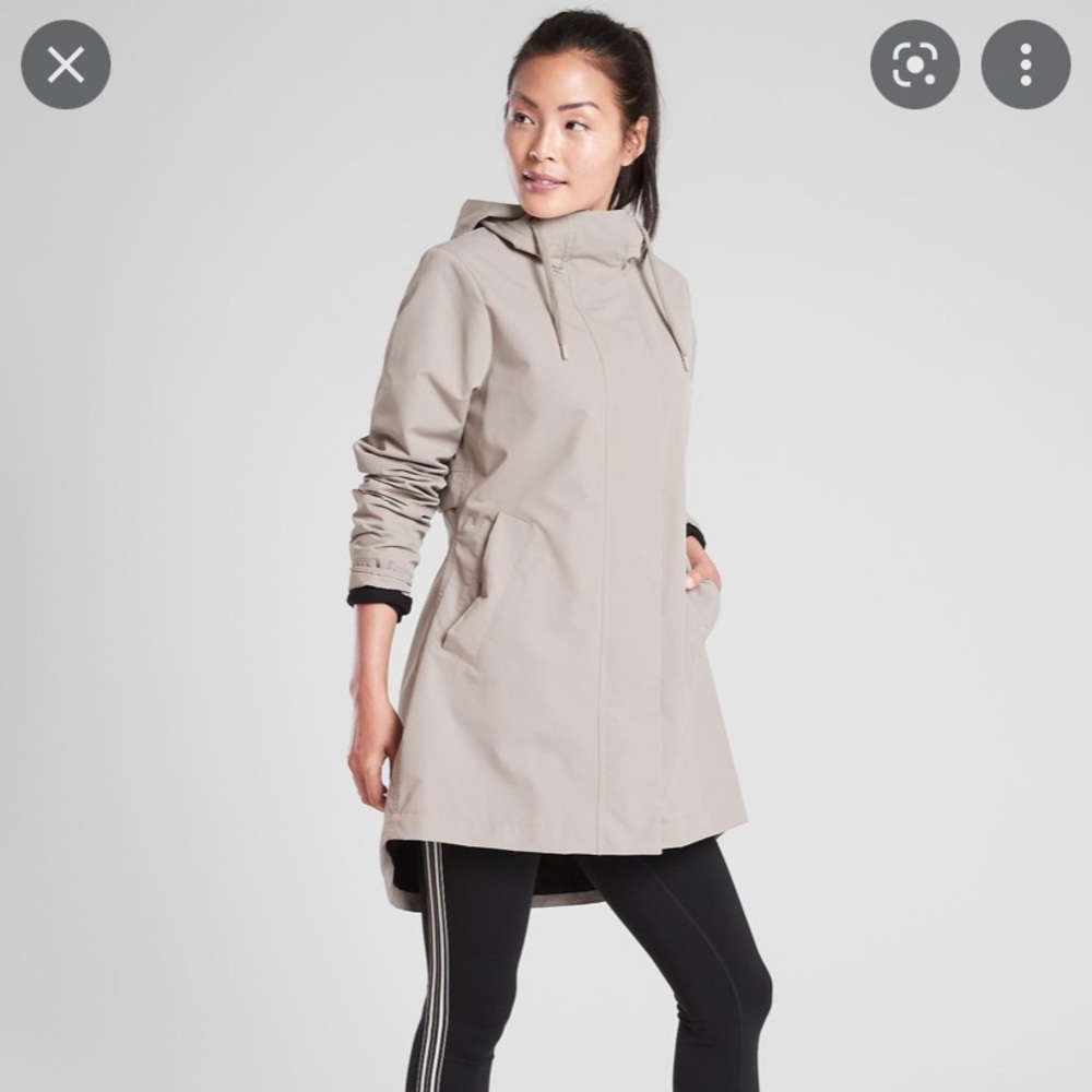 Athleta Light Taupe Hooded Raincoat